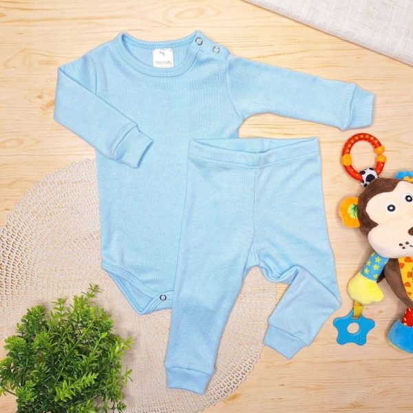 Pijama Body e Calça Canelado Pagão - Azul