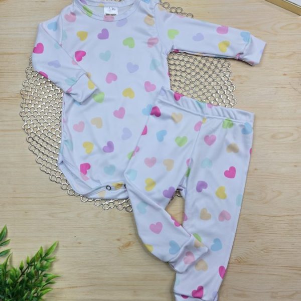 Conjunto Térmico Body/Calça - Corações Coloridos