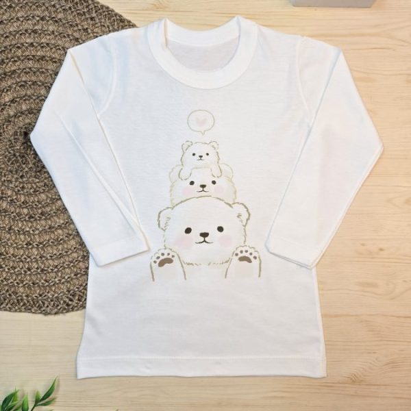 Camiseta Longa Infantil Estampada Off Ursinhas