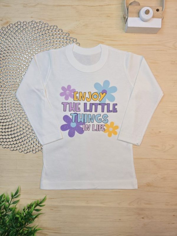 Camiseta Infantil Manga Longa Tradicional Off Enjoy Flores