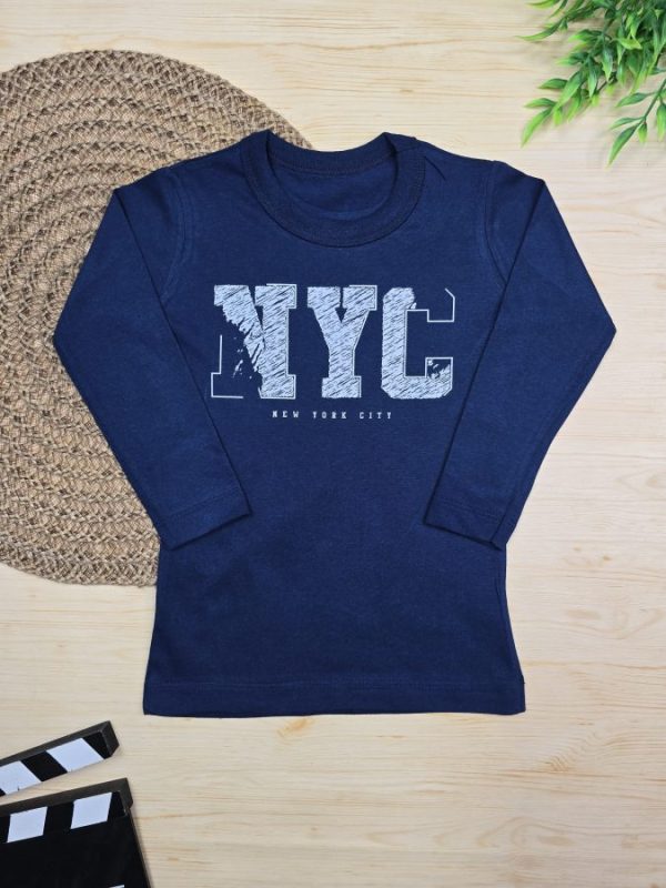 Camiseta Infantil Manga Longa Tradicional - Marinho NYC
