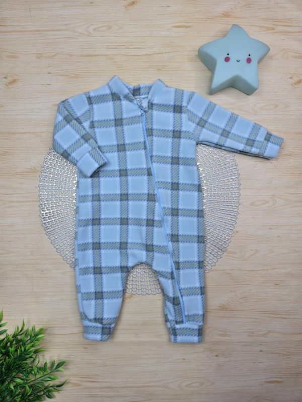 Macacão Pijama Soft - Azul Xadrez