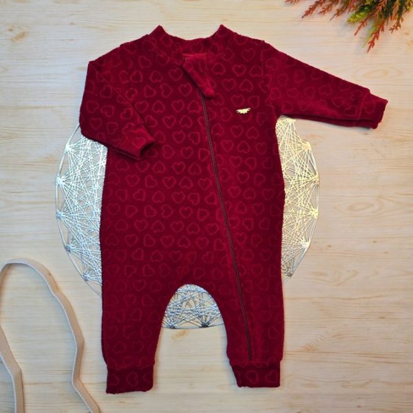 Macacão Longo Plush Bebê Vermelho (Com Detalhe Plaquinha )
