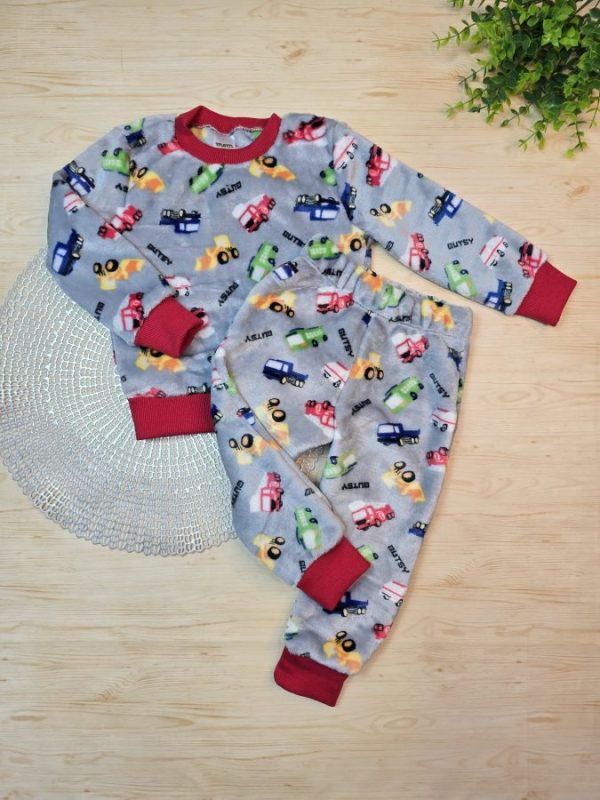 Conjunto Fleece Pijama Blusa e Calça Cinza Caminhão