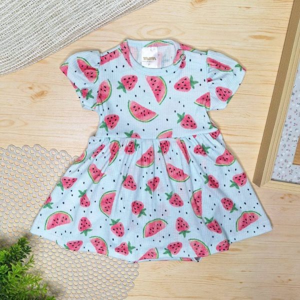 Body Vestido Curto Canelado - Melancia