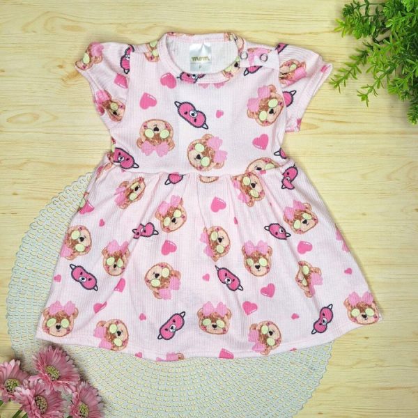 Body Vestido Curto Canelado - Ursinha Rosa