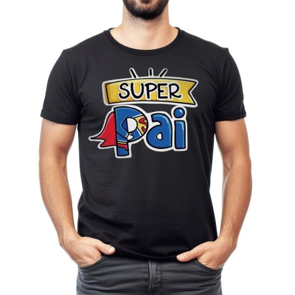 Camiseta Manga Curta Adulto Masculino Preto - Super Pai