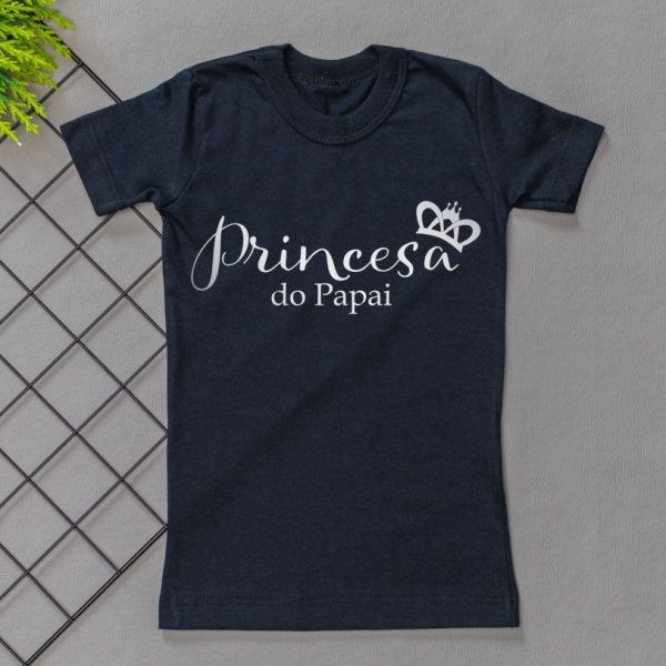 Camiseta Curta Infantil Estampada - Preta Princesa