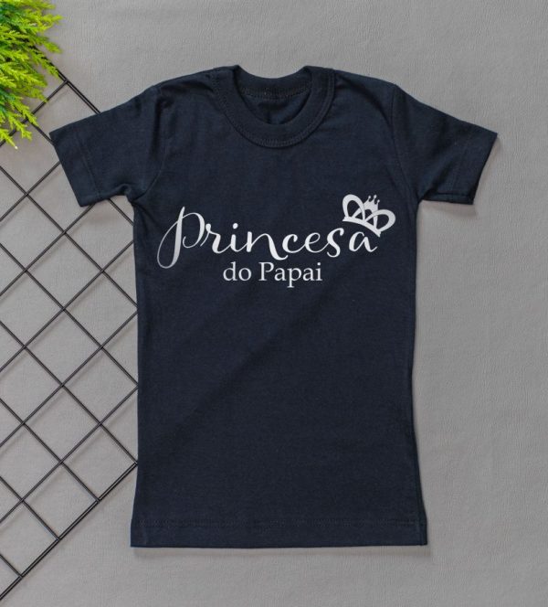 Camiseta Curta Infantil Tradicional Preta Princesa