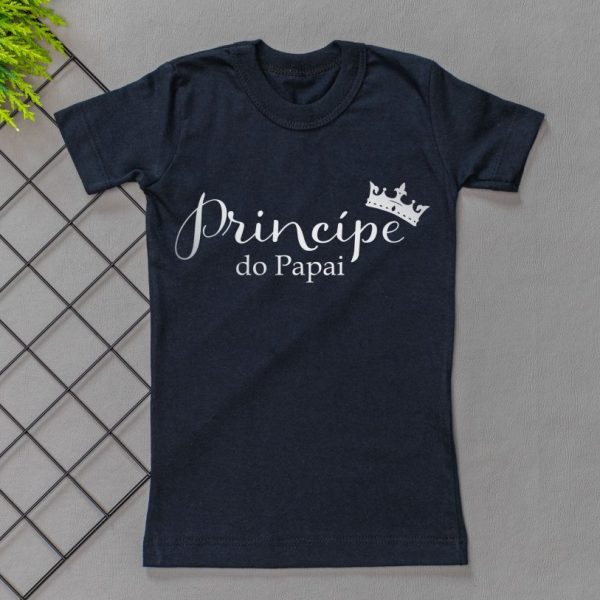 Camiseta Curta Infantil Estampada Preta Princípe