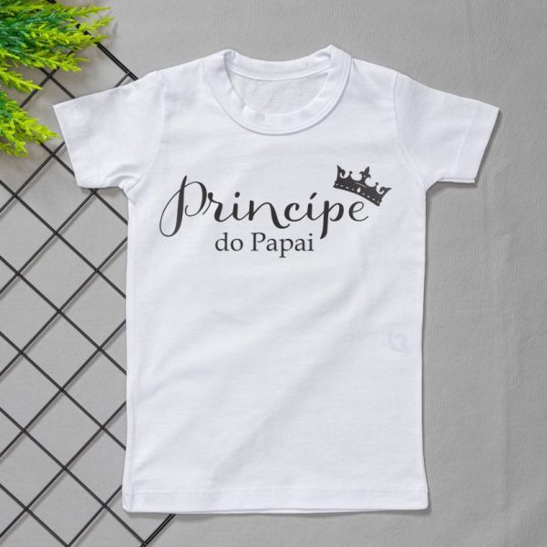 Camiseta Curta Infantil Estampada Branca Princípe