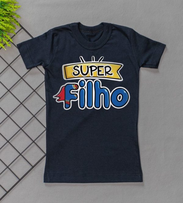 Camiseta Curta Infantil Tradicional Preta - Super Filho
