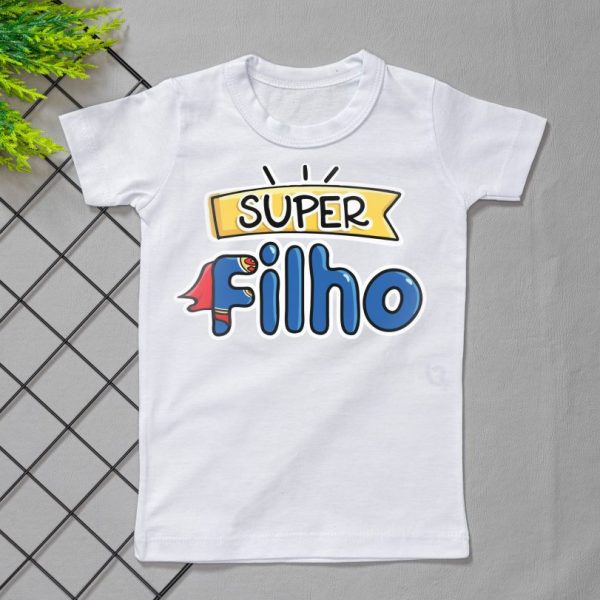 Camiseta Curta Infantil Estampada Branca - Super Filho
