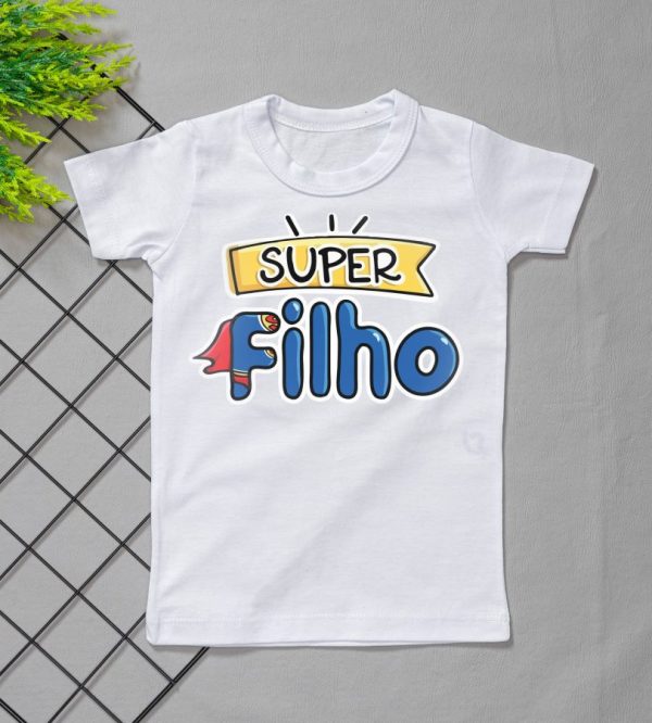 Camiseta Curta Infantil Tradicional Branca - Super Filho