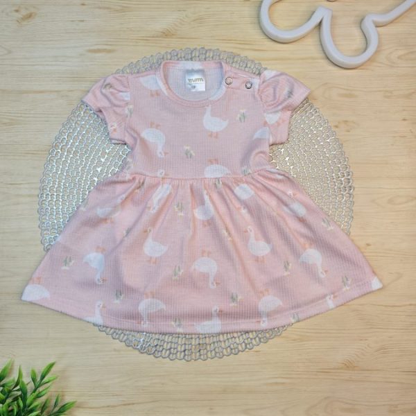 Body Vestido Curto Canelado Rosê - Cisne