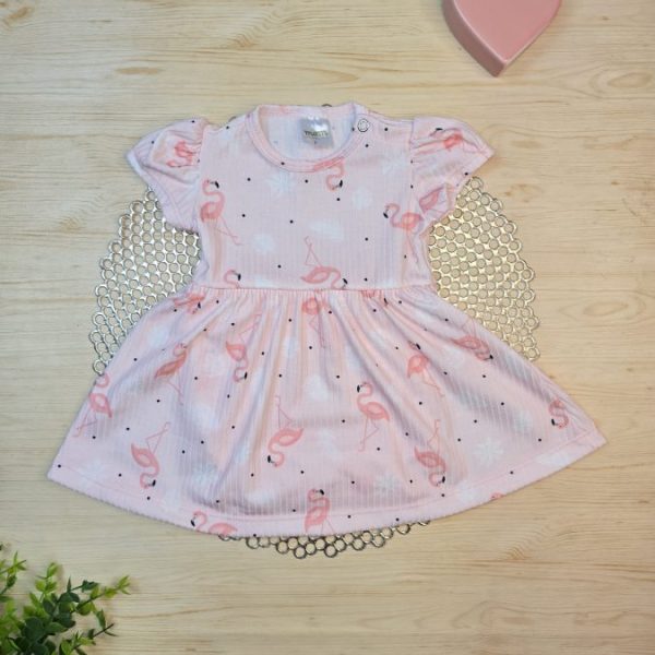 Body Vestido Curto Canelado Rosa – Flamingos