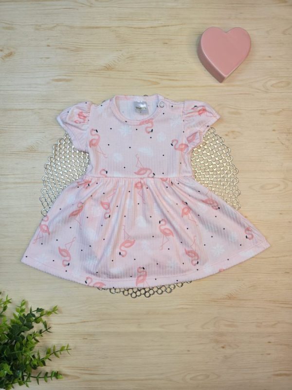 Body Vestido Curto Canelado – Flamingos