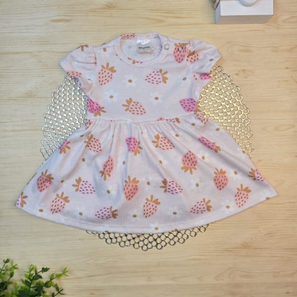 Body Vestido Curto Canelado Rosa - Morangos