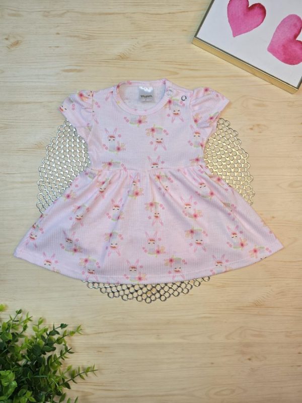 Body Vestido Curto Canelado Rosa - Bonequinha