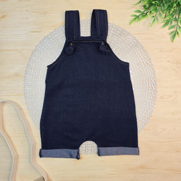 Jardineira Unissex Denim Imita Jeans – Azul