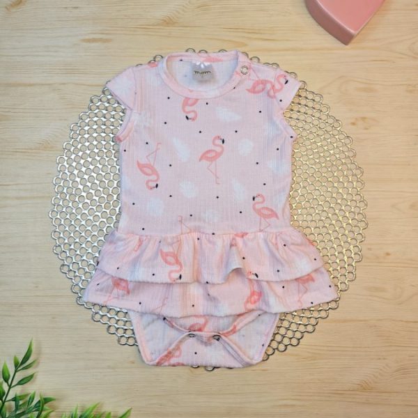 Body Babado Canelado Rosa - Flamingos