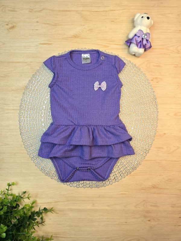 Body Babado Roxo - Com Aplique Laço