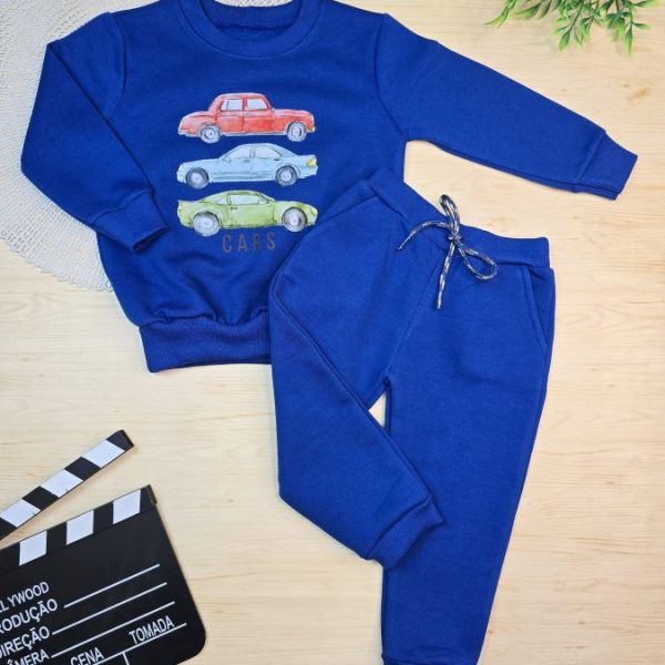 Conjunto de Moletom com Gola Azul Royal - Cars