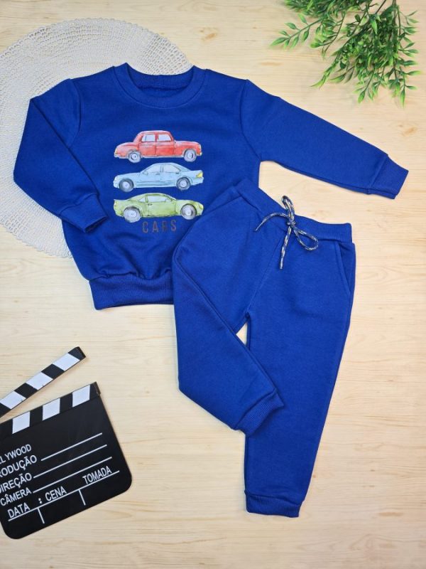 Conjunto de Moletom com Gola Azul Royal - Cars