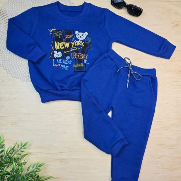 Conjunto de Moletom com Gola Azul Royal - New York