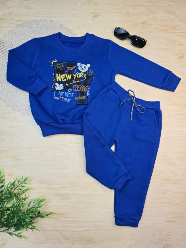 Conjunto de Moletom com Gola Azul Royal - New York