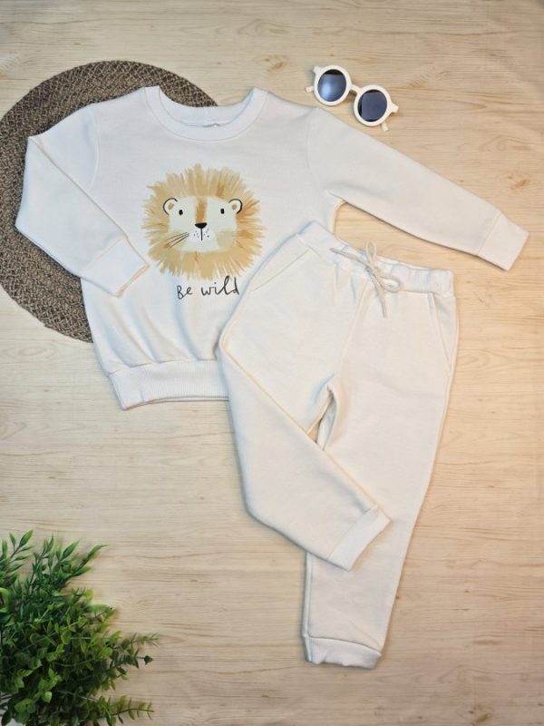 Conjunto de Moletom com Gola Off- Leão