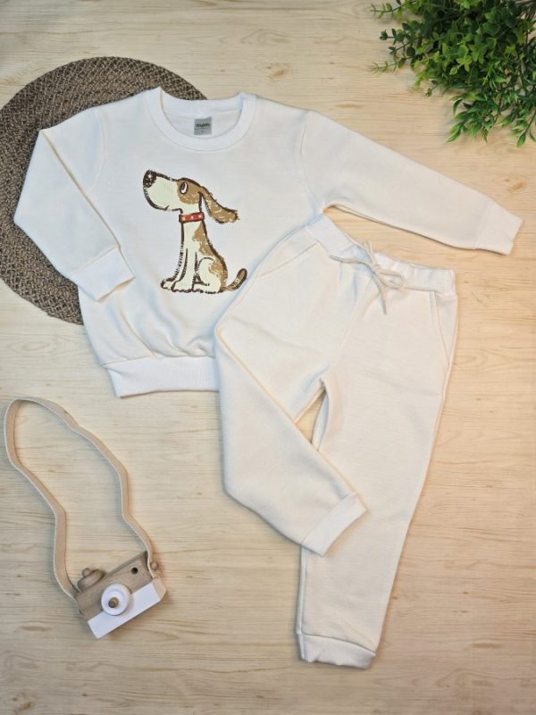 Conjunto de Moletom com Gola Off - Cachorrinho