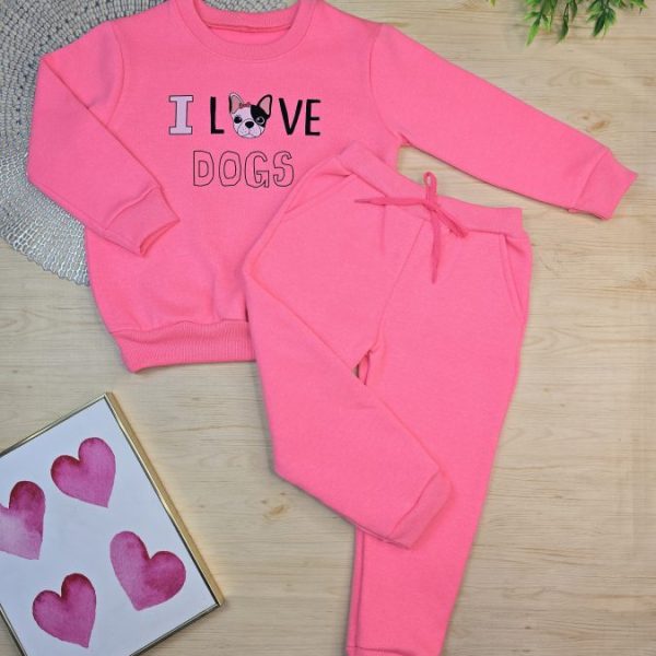 Conjunto de Moletom com Gola Rosa Neon - Dogs