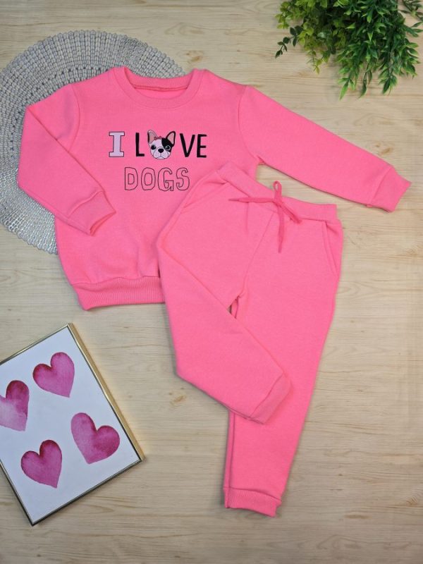 Conjunto de Moletom com Gola Rosa Neon - Dogs