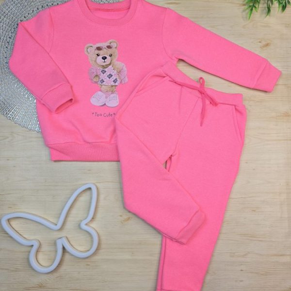 Conjunto de Moletom com Gola Rosa Neon - Too Cute