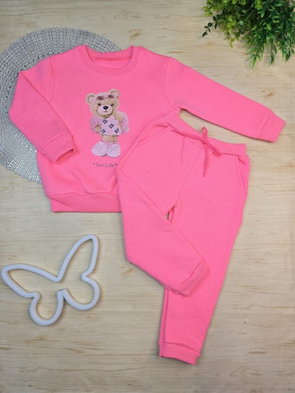 Conjunto de Moletom com Gola Rosa Neon - Too Cute