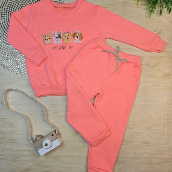 Conjunto de Moletom com Gola Laranja Neon - Doguinhos