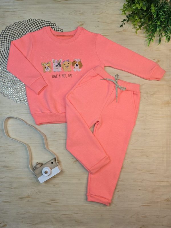 Conjunto de Moletom com Gola Laranja Neon - Doguinhos