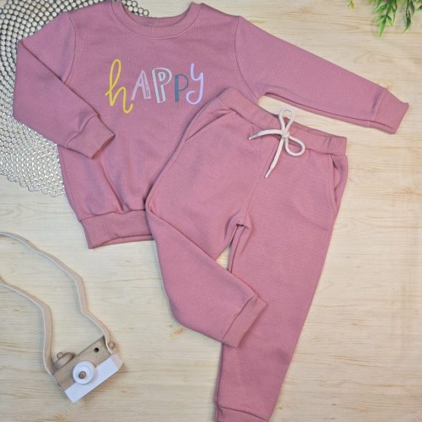 Conjunto de Moletom com Gola Rosê - Happy