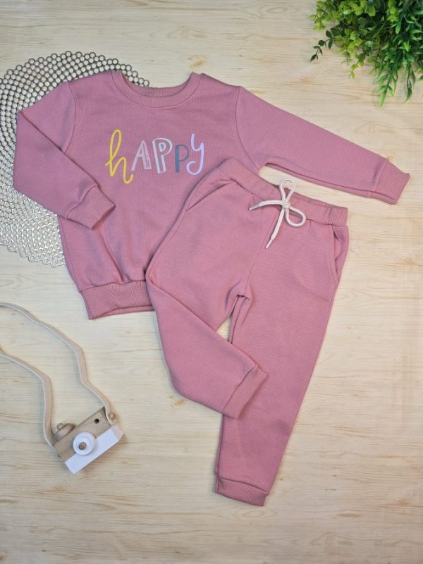 Conjunto de Moletom com Gola Rosê - Happy