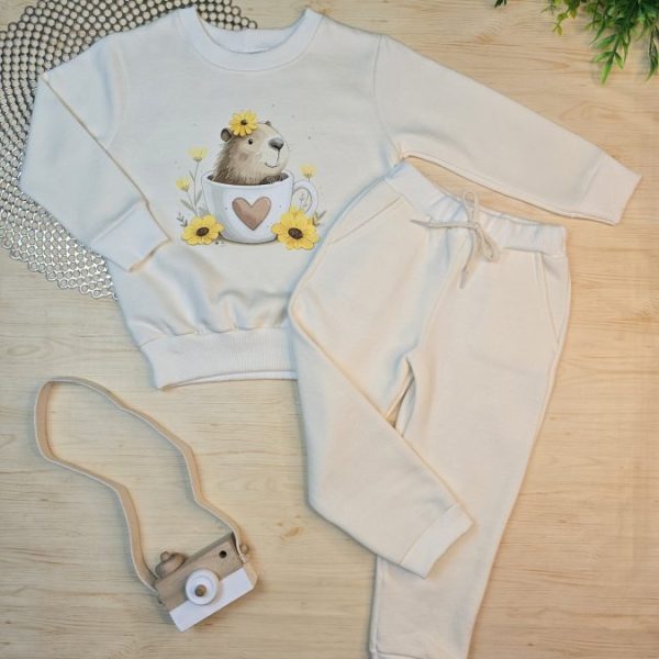 Conjunto de Moletom com Gola - Off Capivara Girassol