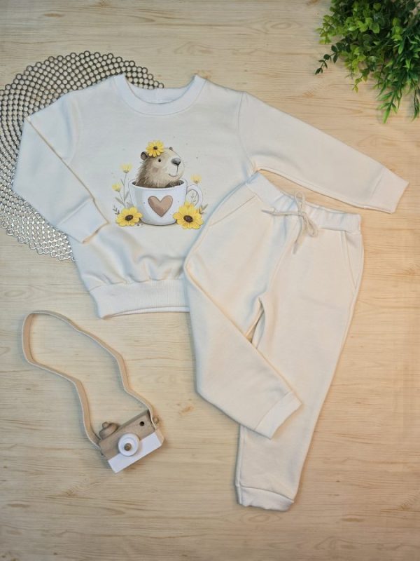 Conjunto de Moletom com Gola - Off Capivara Girassol