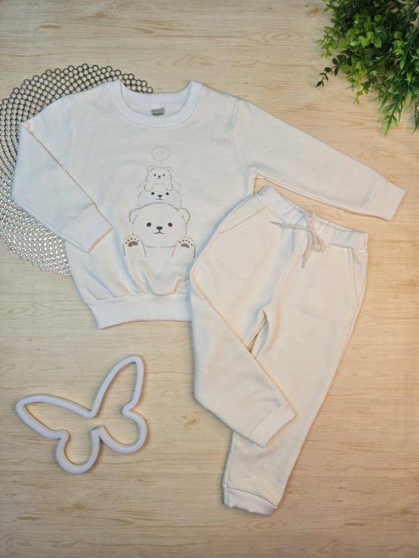 Conjunto de Moletom com Gola Off - Família Urso