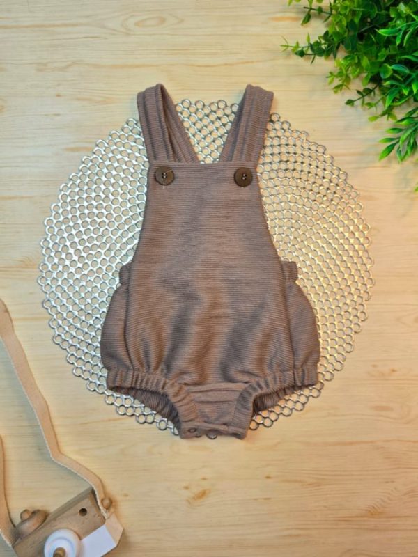Romper Unissex De Linho - Marrom