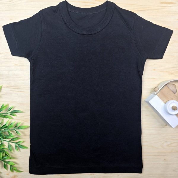 Camiseta Curta Infantil Lisa Preta