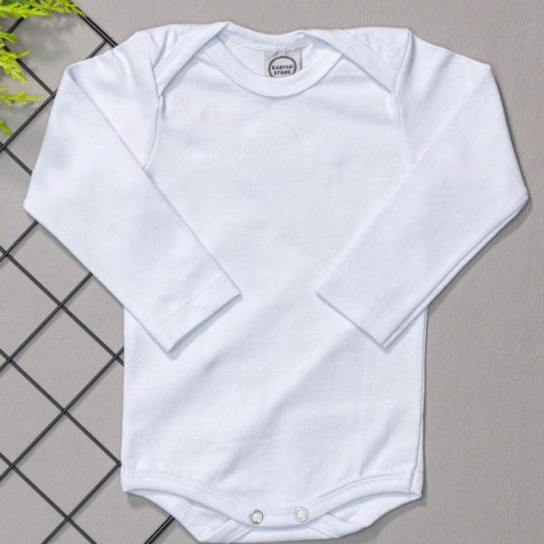 Body para Bebê Manga Longa Liso Branco