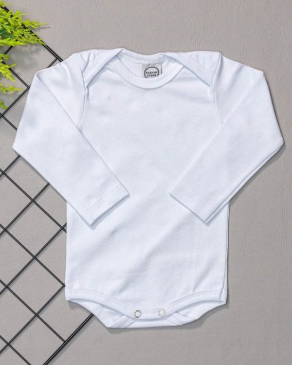 Body para Bebê Manga Longa Liso Branco