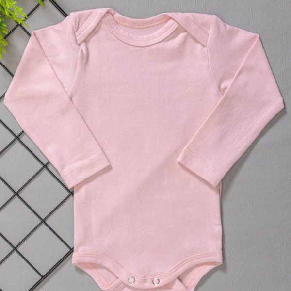 Body para Bebê Manga Longa Rosa Bebê