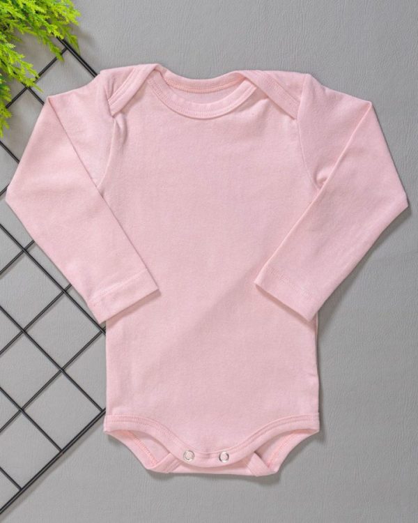 Body para Bebê Manga Longa Rosa Bebê