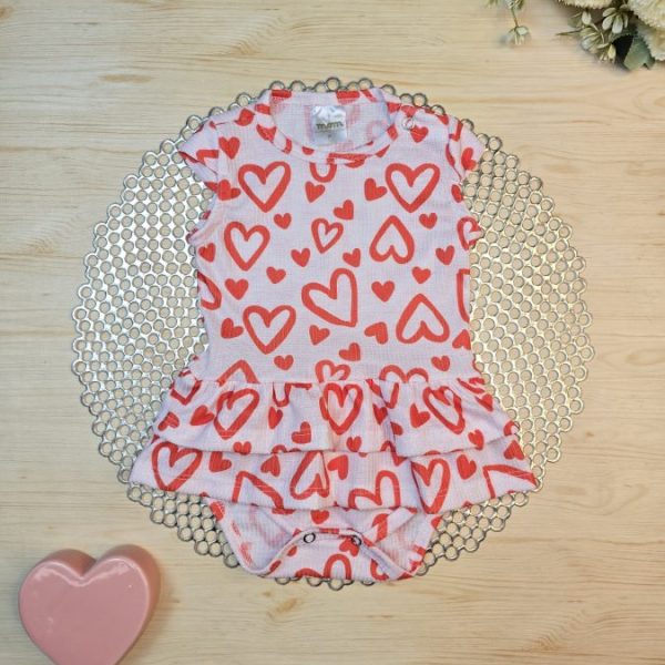 Body Babado Canelado Rosê - Coração Love